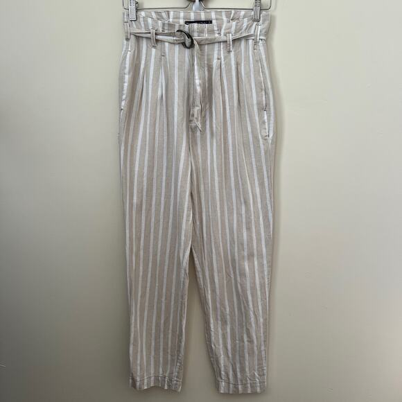 Abercrombie & Fitch Linen Blend High Waist Paper Bag Pants Women's Size Small - Picture 1 of 10